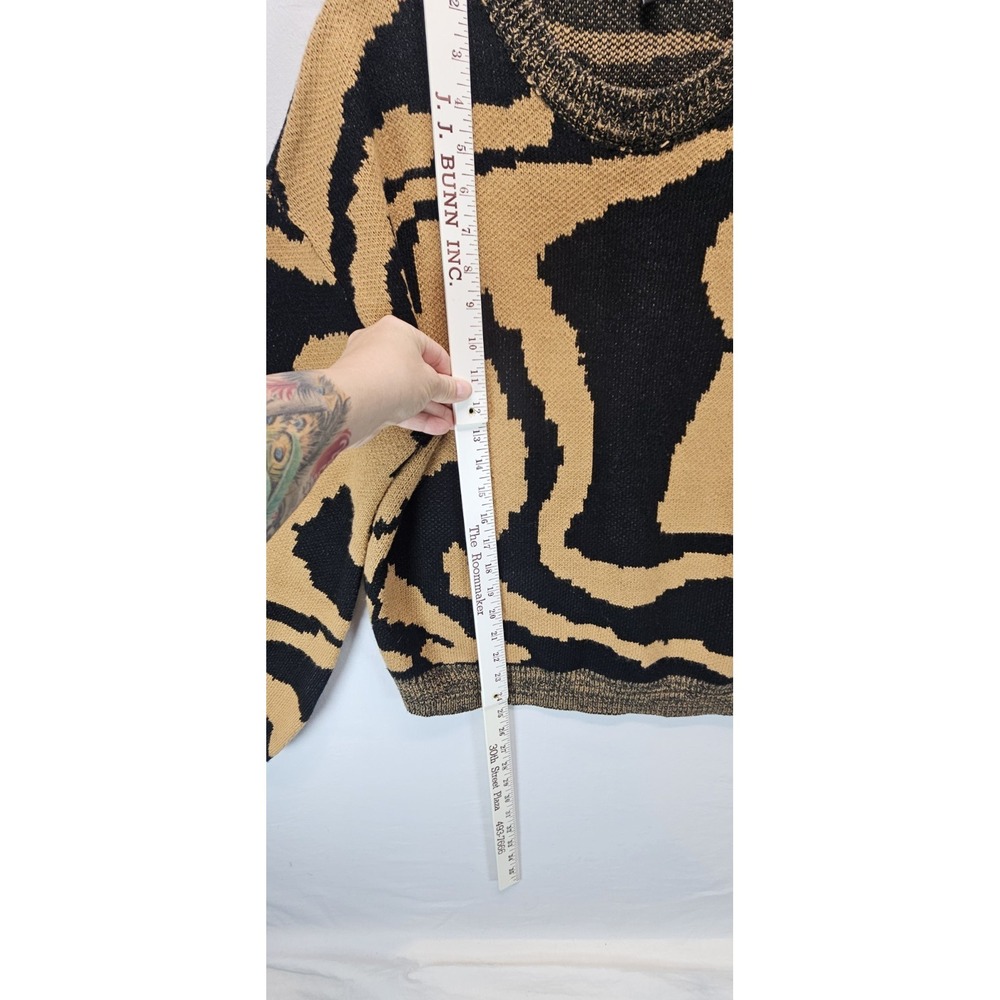 Fashion‎ Nova Tiger Print Sweater XL Brown Black Cropped Knit Bold - Picture 5 of 5